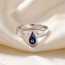 Damen Ring 925 Sterling Silber mit Glasstein Tropfen blau