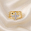 Damen Ring Blume 925 Sterling Silber vergoldet 24 Zirkonia Silberring