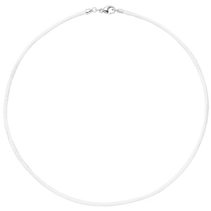 Collier Halskette Seide weiss 42 cm, Verschluss 925 Silber Kette