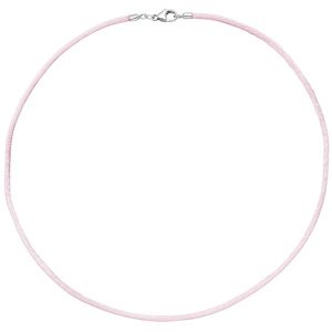 Collier Halskette Seide rosé 42 cm, Verschluss 925 Silber Kette