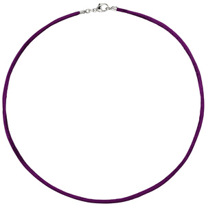Collier Halskette Seide pflaume 42 cm, Verschluss 925 Silber Kette