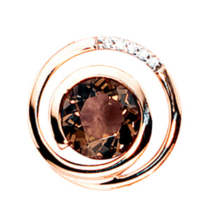 Anhnger 585 Gold Rotgold 5 Diamanten Brillanten 0,035ct. 1 Rauchquarz braun