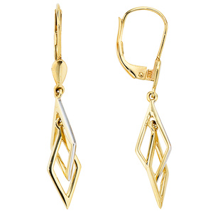 Ohrhänger 333 Gold Gelbgold bicolor Ohrringe Boutons Goldohrringe