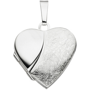 Medaillon Herz 925 Sterling Silber eismatt Anhänger zum Öffnen