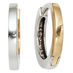 Creolen rund 333 Gold Gelbgold Weißgold bicolor Ohrringe Goldcreolen