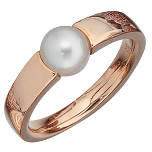 Damen Ring 585 Gold Rotgold 1 Swasser Perle Goldring Perlenring