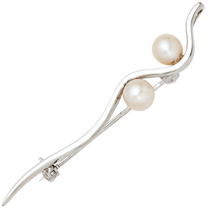 Brosche Anhänger 925 Sterling Silber 2 Süßwasser Perlen Perlenbrosche