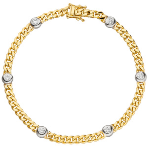 Armband 585 Gold Gelbgold Weigold bicolor 6 Diamanten Brillanten 19 cm