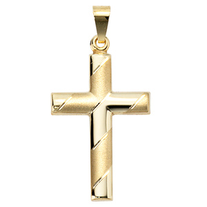 Anhnger Kreuz 333 Gold Gelbgold teil matt diamantiert Kreuzanhnger Goldkreuz