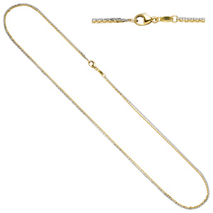 Ankerkette 2-reihig 585 Gelbgold Weißgold 45 cm Gold Kette Weißgoldkette