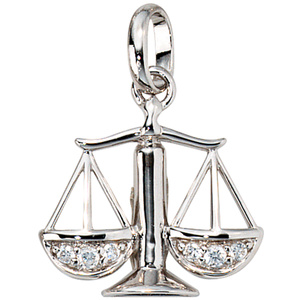 Anhänger Sternzeichen Waage 925 Silber mit Zirkonia Sternzeichenanhänger