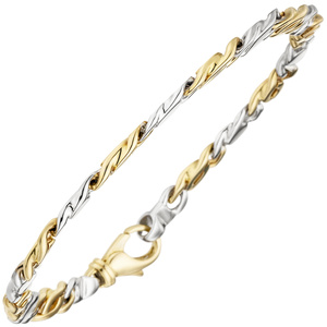 Armband 585 Gold Gelbgold Weigold bicolor 16 Diamanten Brillanten 18,5 cm