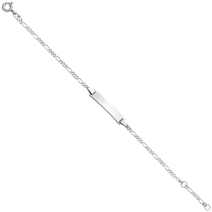 Schildband 925 Sterling Silber rhodiniert 16 cm Gravur ID Armband Federring