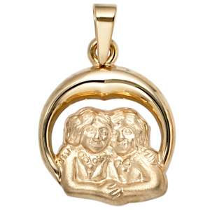 Anhänger Sternzeichen Zwilling 375 Gold Gelbgold matt Sternzeichenanhänger