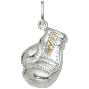 Kinder Anhänger Boxhandschuh 925 Silber bicolor vergoldet Kinderanhänger