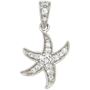 Anhänger Seestern 925 Sterling Silber rhodiniert mit 16 Zirkonia