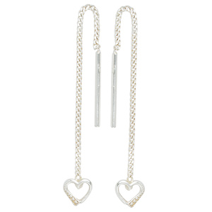 Durchzieh-Ohrhänger Herz 925 Sterling Silber Ohrringe zum Durchziehen