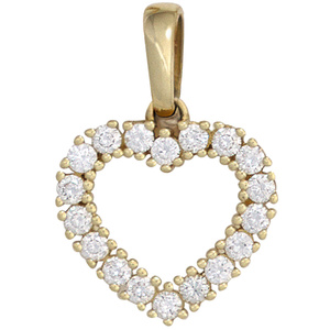 Anhänger Herz 585 Gold Gelbgold 18 Diamanten Brillanten 0,50ct. Herzanhänger