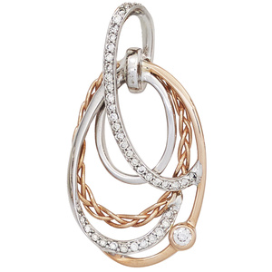 Anhänger verschlungen 585 Gold Weißgold Rotgold bicolor 41 Diamanten Brillanten
