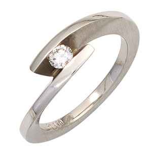Damen Ring 950 Platin matt 1 Diamant Brillant 0,15ct. Platinring