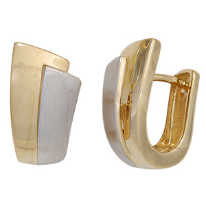 Creolen 585 Gold Gelbgold bicolor teil matt Ohrringe Goldohrringe Goldcreolen