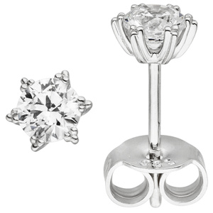 Ohrstecker 333 Gold Weißgold 2 Zirkonia Ohrringe Weißgoldohrstecker