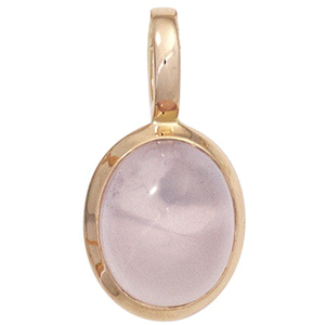 Anhnger oval 585 Gold Rotgold 1 Rosenquarz Cabochon rosa Rotgoldanhnger