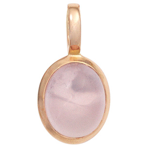 Anhänger oval 585 Gold Rotgold 1 Rosenquarz Cabochon rosa Rotgoldanhänger