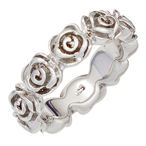 Damen Ring Rosen 925 Sterling Silber rhodiniert Silberring