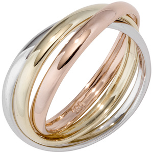 Damen Ring 3-reihig 585 Gelbgold Weißgold Rotgold tricolor dreifarbig Goldring