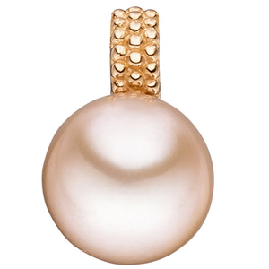 Anhänger 585 Gold Rotgold 1 rosa Süßwasser-Perle Goldanhänger Perlenanhänger