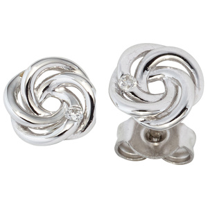 Ohrstecker verschlungen 585 Gold Weißgold 2 Diamanten Brillanten Ohrringe
