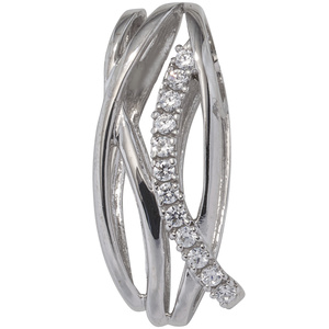 Anhänger 333 Gold Weißgold mit 12 Zirkonia Weißgoldanhänger verschlungen