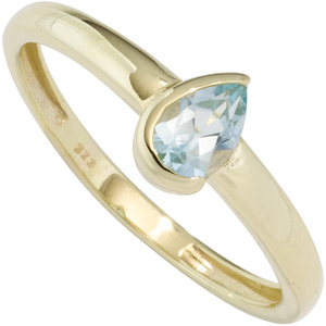 Damen Ring 333 Gold Gelbgold 1 Blautopas hellblau blau Goldring
