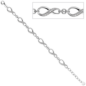Armband Unendlichkeit 925 Sterling Silber mit 42 Zirkonia 19 cm Silberarmband