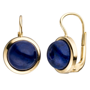 Boutons rund 333 Gold Gelbgold 2 Lapislazuli blau Ohrringe Ohrhänger