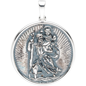 Anhänger Schutzpatron Christophorus rund 925 Sterling Silber geschwärzt