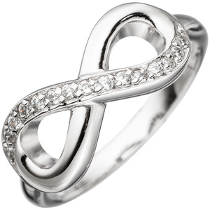 Damen Ring Unendlichkeit 925 Sterling Silber rhodiniert mit 15 Zirkonia