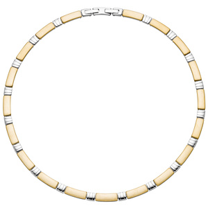 Collier Halskette aus Edelstahl gold farben beschichtet bicolor 47 cm Kette