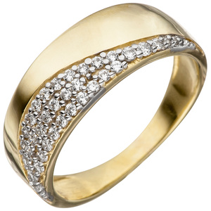Damen Ring 333 Gold Gelbgold mit 34 Zirkonia Goldring