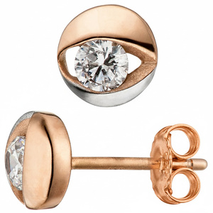 Ohrstecker 333 Gold Rotgold bicolor 2 Zirkonia Ohrringe Rotgoldohrringe