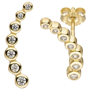 Ohrstecker 333 Gold Gelbgold mit 14 Zirkonia Ohrringe Goldohrringe