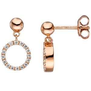 Ohrhänger 925 Sterling Silber rotgold vergoldet mit 32 Zirkonia Ohrringe