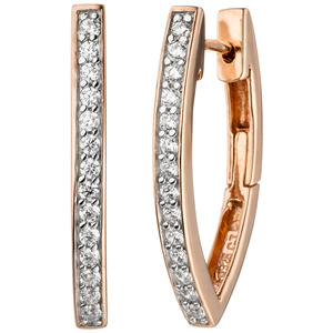 Creolen 925 Sterling Silber rotgold vergoldet bicolor mit 28 Zirkonia Ohrringe