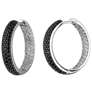 Creolen 925 Sterling Silber mit 194 Zirkonia schwarz und weiß Ohrringe