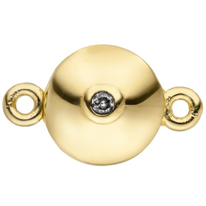 Magnet-Schliee 925 Silber gold vergoldet 2 Zirkonia Verschluss fr Perlenketten