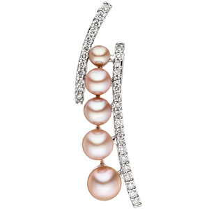 Anhnger 585 Weigold 5 rosa Swasser Perlen 33 Diamanten Brillanten