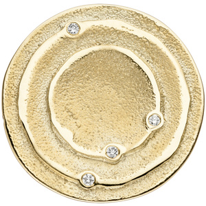 Anhänger rund 585 Gold Gelbgold matt 4 Diamanten Brillanten 0,04ct. Goldanhänger