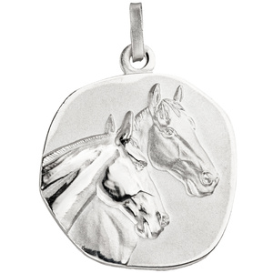 Anhnger Pferde Pferdekpfe 925 Sterling Silber matt mattiert Silberanhnger