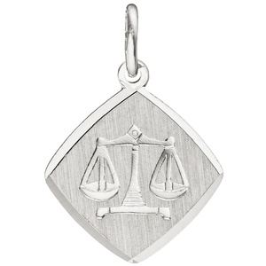 Anhänger Sternzeichen Waage 925 Sterling Silber matt Sternzeichenanhänger